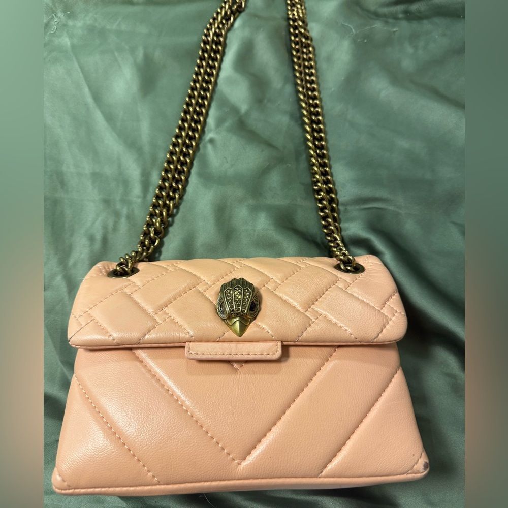 Kurt Geiger Blush Quilted Leather Shoulder Bag with Gold Chain